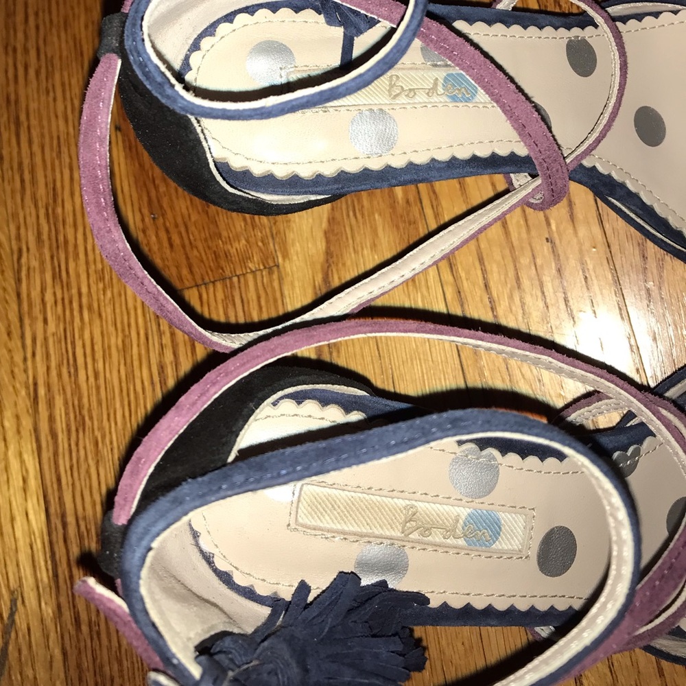 Boden Navy Purple Suede Point Toe Heel Tassel - Picture 5 of 16